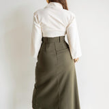 Lai High Waist Asymmetrical Button Skirt