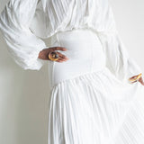 Olive Oversized Shirt and High Waist Corset Skirt Set in White