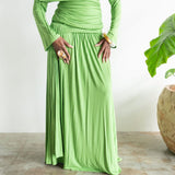 Lira Draped Maxi Skirt in Apple Green