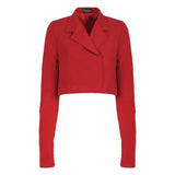 Maida Cropped Blazer and Draped Maxi Skirt Set Red