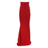 Maida Cropped Blazer and Draped Maxi Skirt Set Red