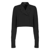 Maida Cropped Blazer and Draped Maxi Skirt Set Black