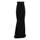 Maida Cropped Blazer and Draped Maxi Skirt Set Black