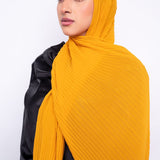 Pleated Chiffon Scarf in Mustard