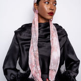 Blush, Grey and White Tie-Dye Chiffon Scarf