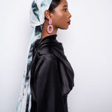Black, Mint and White Tie-Dye Chiffon Scarf