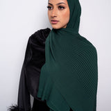 Pleated Chiffon Scarf in Hunter