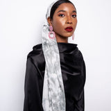 Grey and White Tie-Dye Chiffon Scarf