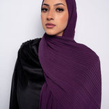 Pleated Chiffon Scarf in Plum