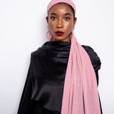 Plisse Chiffon Scarf in Flamingo