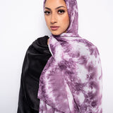Amethyst and White Tie-Dye Chiffon Scarf