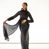 Malika Draped Top Sequin Gown