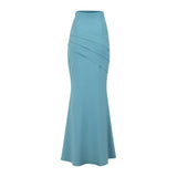 Maida High Waisted Corset Pleated Maxi Skirt