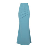 Maida High Waisted Corset Pleated Maxi Skirt