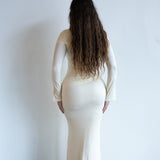 Tala Long Sleeve Asymmetrical Drape Maxi Dress in Ivory