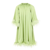 Layla Feather Sleeve Maxi Dress for Young Girls Sage Green