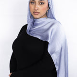 Crinkle Satin Scarf in Light Blue