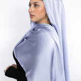 Crinkle Satin Scarf in Light Blue