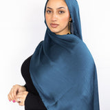 Crinkle Satin Scarf in Dark Teal