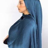 Crinkle Satin Scarf in Dark Teal