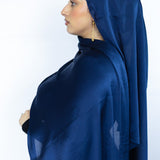 Crinkle Satin Scarf in Navy Blue