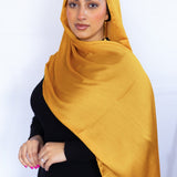 Crinkle Satin Scarf in Mustard