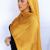 Crinkle Satin Scarf in Mustard