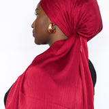 Crinkle Satin Scarf in Cherry