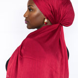 Crinkle Satin Scarf in Cherry