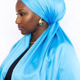 Satin Scarf in Bahama Blue
