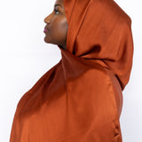 Crinkle Satin Scarf in Rust