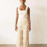 Hiza Fringe Pants in Cream