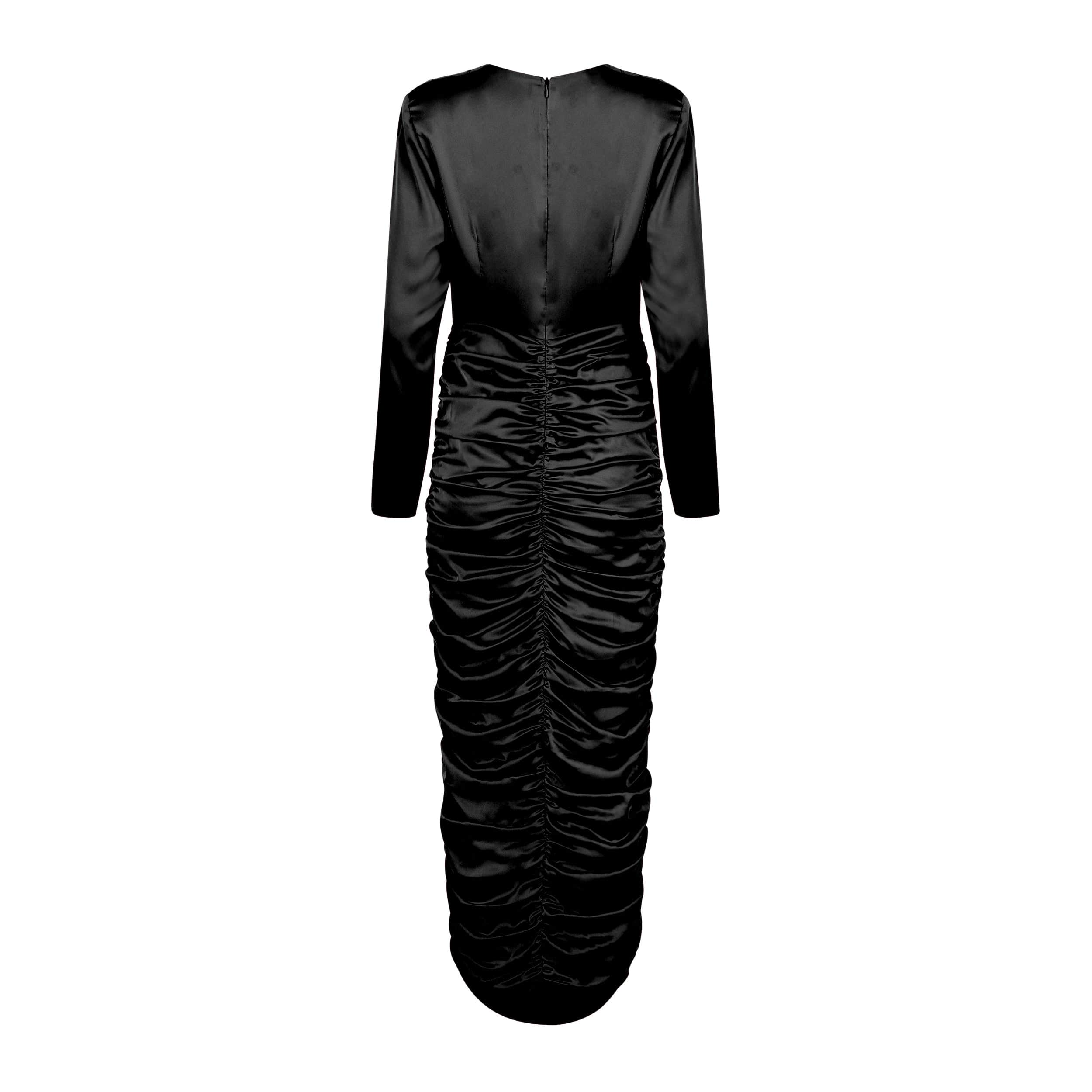 long sleeve draped black dress Long Sleeve Draped Lace Maxi Dress Black
