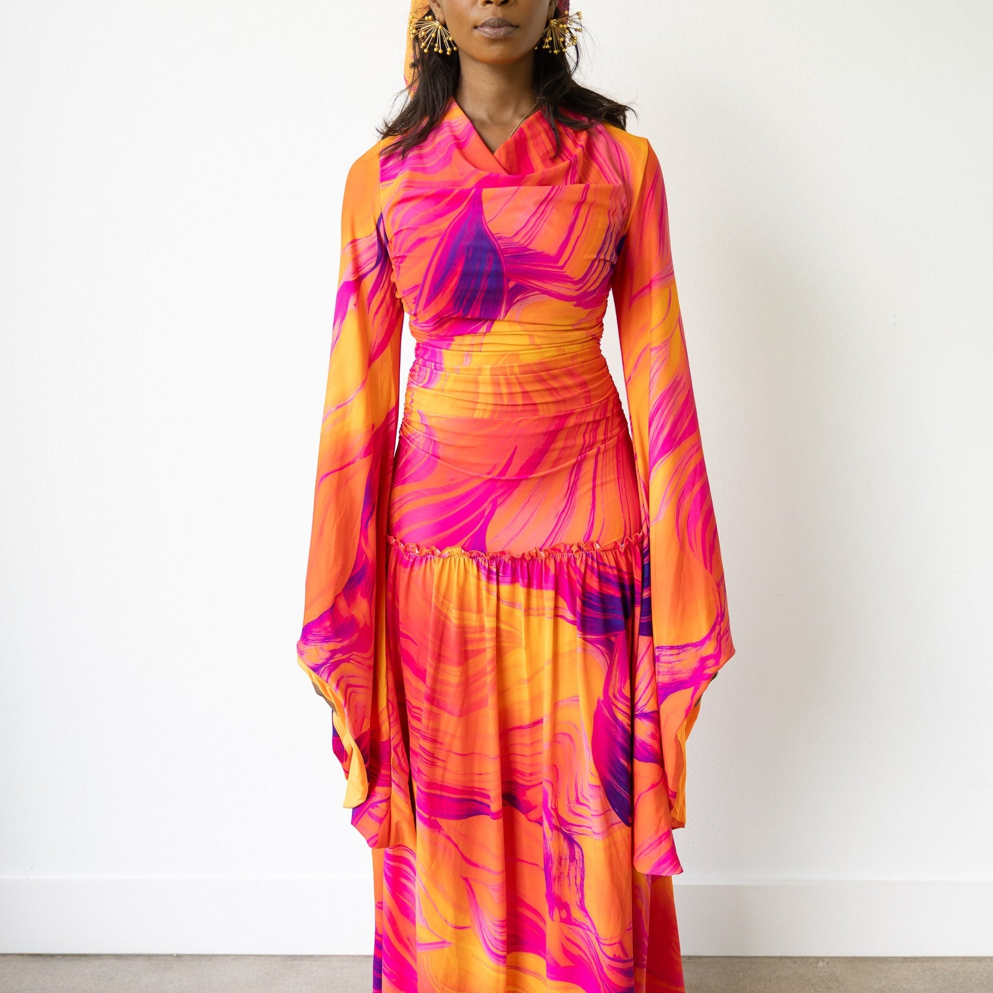 Sunset Maxi Dress with Long Flowy Sleeves RI MI Sunset Maxi Dress with Long Flowy Sleeves RI MI