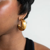 Gold Satin Crescent Hoop Earrings
