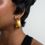 Gold Satin Crescent Hoop Earrings