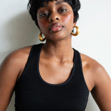 Gold Satin Crescent Hoop Earrings