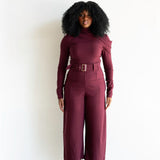 Nia High Waisted Corset Barrel Cropped Pants in Maroon
