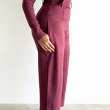 Nia High Waisted Corset Barrel Cropped Pants in Maroon