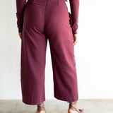 Nia High Waisted Corset Barrel Cropped Pants in Maroon