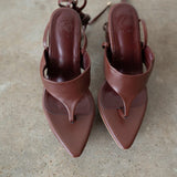 Lala Lace-Up Platform Sandals in Brown