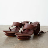 Lala Lace-Up Platform Sandals in Brown