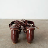 Lala Lace-Up Platform Sandals in Brown