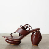 Lala Lace-Up Platform Sandals in Brown