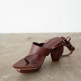 Lala Lace-Up Platform Sandals in Brown