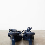 Lacy Lace-Up Unique Heel in Navy Blue 