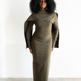 Olivia Long Sleeve Cape Maxi Dress