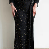 The Perfect No-Slit High Waist Maxi Skirt in Black with Gold Beads