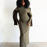 Olivia Long Sleeve Cape Maxi Dress