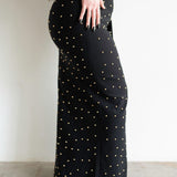 The Perfect No-Slit High Waist Maxi Skirt in Black with Gold Beads